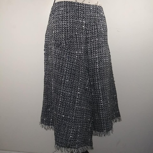 Dialogue Dresses & Skirts - Dialogue Tweed Woven Skirt Asymmetrical Raw Hem